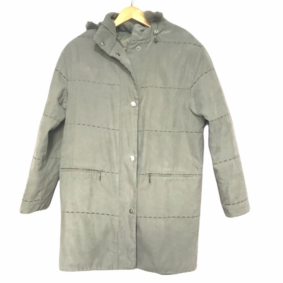 Luba Sage Green Microsuede Embroidered Coat 6 - Picture 1 of 16